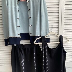St. John Light Blue/Black 3pc Set Sz 6